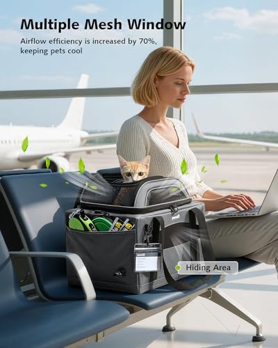 Sac de transport pour chat extensible Pecute et pliable gris foncé - 7