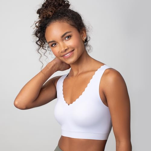 Image of Floatley Cozy Scalloped Bra Comfort Wirefree Full Coverage Seamless Bra with Embedded Pad for Women