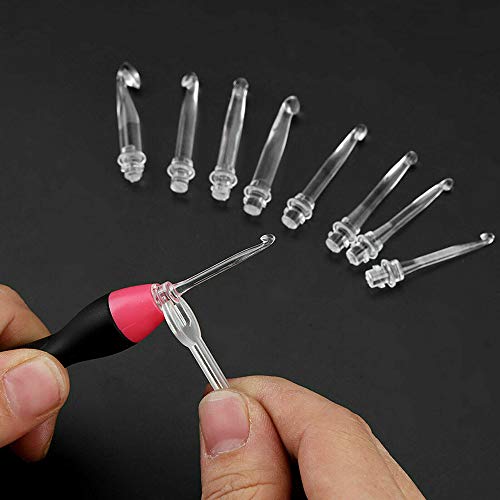 Kit de processo de costura de tecelagem de tricô recarregável USB incluso com 9 ganchos de crochê su