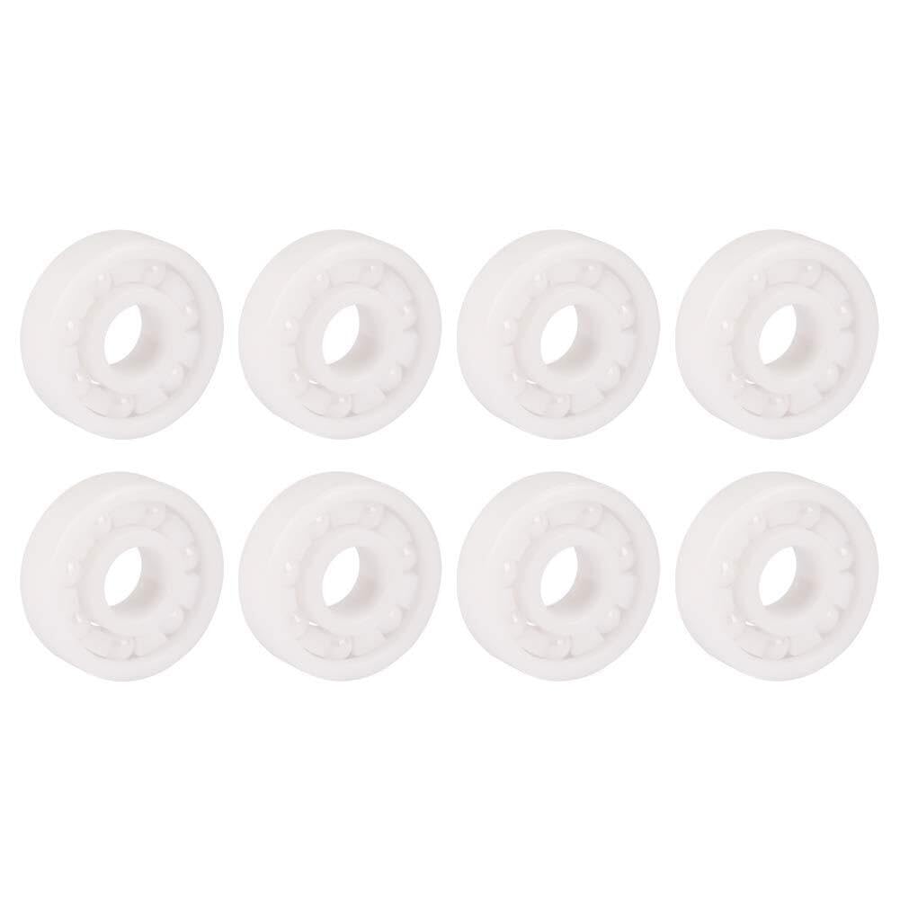 Rodamiento, 608 rodamientos cerámicos completos 8 piezas Color blanco ZrO2 rodamiento de bolas miniatura cerámica completo 8x22x7mm rígido en