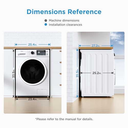 Midea 24 Inch Washer and Dryer Combo, All in One Washer and Dryer 2.7 cu.ft 26lbs, Ventless Washing Machine, Steam Care, Overnight Dry, 1400 RPM, 16 Cycles Front Load Washer, Full-Automatic, White - Image 3
