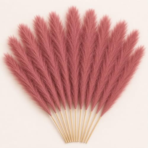 Image of SATYAM KRAFT 12 Pcs Faux Pampas Grass Small Artificial Flowers | Fake Flower for Vase Decoration, Home Decor, Office, Bedroom, Table, Balcony, Corner Styling and Craft Items Corner