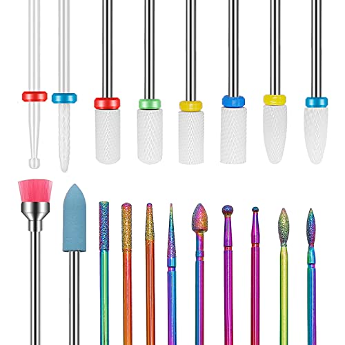 19Pcs Nail Drill Bits Set, 3/32