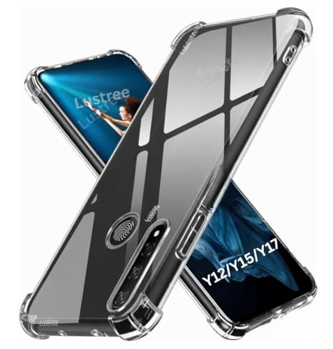 Image of Lustree Compatible with vivo Y12 Back Cover| Clear + TPU Case with 4 Corner Air Cushion Protection & Camera Protection | Slim& Stylus Cover for vivo Y12