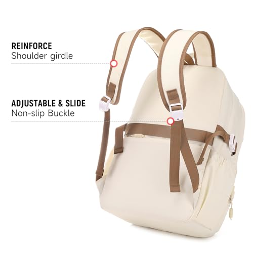 Kids Backpack for Teens Childs Bookbag - College Bookbags Middle School Travel Work Commuter Backpack, Roomy Interior, Durable & Water-Resistant Fabric, Multiple Pockets Kids Bookbags(Beige)2