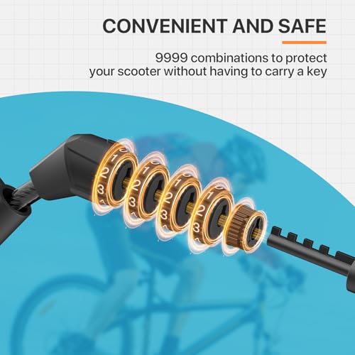 Câble antivol avec support pour scooter électrique et vélo à code réinitialisable 1m50