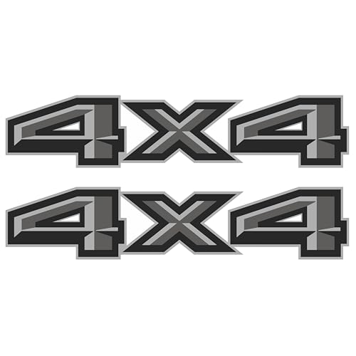 Image of GOLD HOOK 4x4 Bedside Decals Compatible with Ford F-150 2004-2008 - Premium Series - Gray Metallic Finish - Set of 2