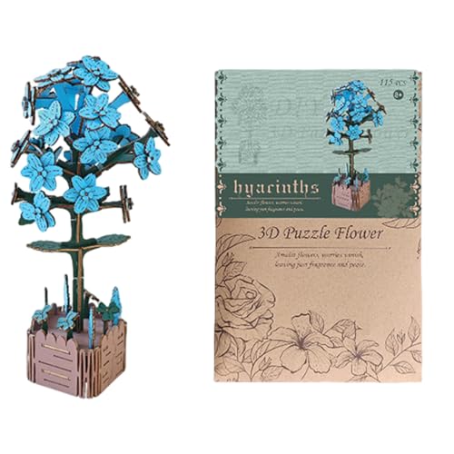 De Madera 3D - Kit de Manualidades para Construir Flores - De Madera 3D - para Niños Decoración de Estantería y Centro de Mesa Proyecto Familiar