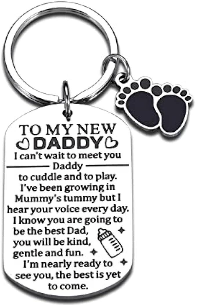 First Time Dad Gifts from Wife New Dad to Be Gifts Keychain Pregnancy Baby Announcement Gifts for Dad Men Father's Day Birthday Christmas Baby Shower Gifts Soon to Be Dad Gifts for Expecting Dad's