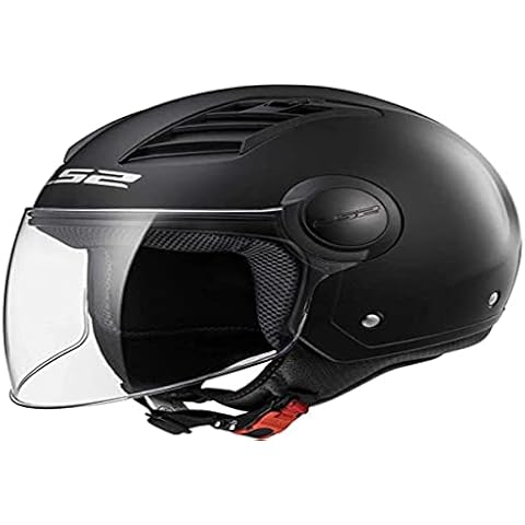 LS2 Motorcycle Helmet - Open Face - Airflow Gloss Black Long, S Cover