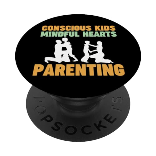 Conscious Kids Mindful Hearts Mindful Parents PopSockets Swappable PopGrip, Black