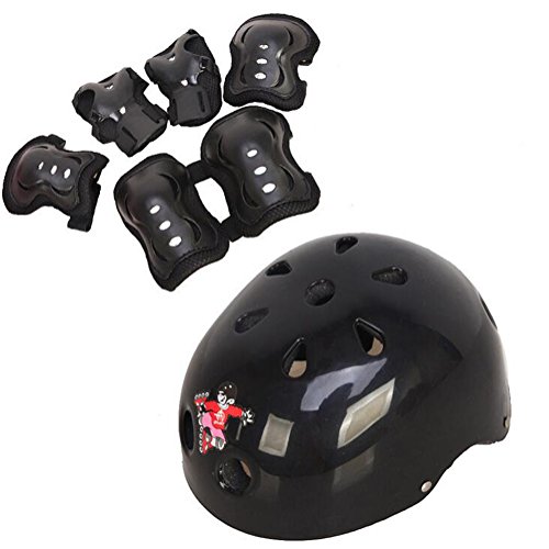 Schutzausrüstung für Kinder 7-teiliges Set inkl. Helm Knieschützer Ellenbogenschützer und Handgelenkschützer geeignet für Roller-Skating Skateboard