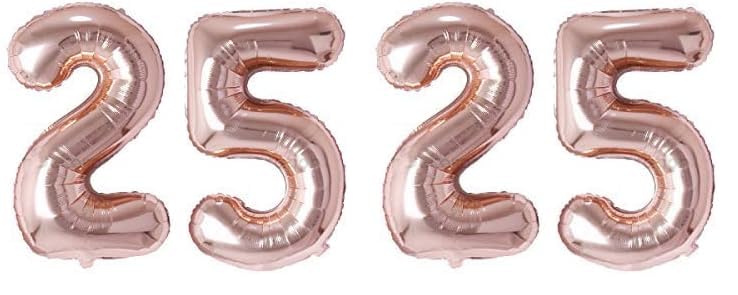Image of Rozi Decoration Foil 16? Inch Rose Gold 25 Number Decoration | 25Th Birthday Decoration Items | 25Th Anniversary Decoration Items Kit | 25 Balloon For Birthday Pack Of 4 Pcs