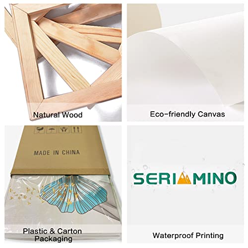 SERIMINO Wall Decor for Bedroom, Canvas Wall Art for Living Room, Modern Pictures, Golden Feather and Yellow Tree Paintings, Posters for Farmhouse, Prints for Office, 3 Pieces Set by SERIMINO - Image 6