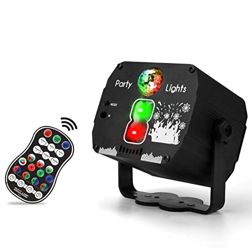 Lampe de Scène avec Télécommande, Lumière de fête LED avec 60 Modes de Projection RGB,Commande Vocale et Rotation à 360°, Câble USB, Party Light pour Proms, Fêtes à la Maison, Clubs, Vacances