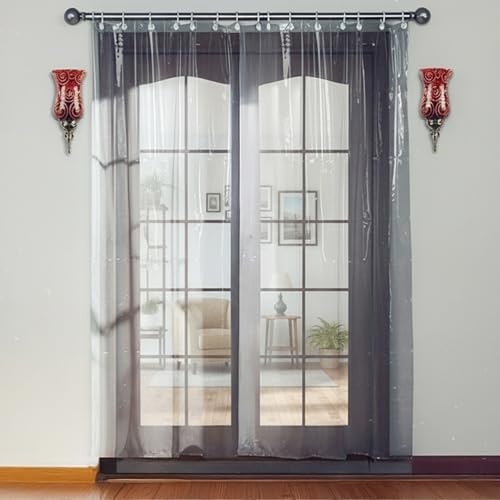 The Furnishing Tree Transparent AC Curtain 11.5 Ft Length | 0.15 mm Thickness with 8 Hooks | Size 4.5 x 11.5 Ft (137 x 351 cm) | Door Curtain for Home, Balcony & AC Room