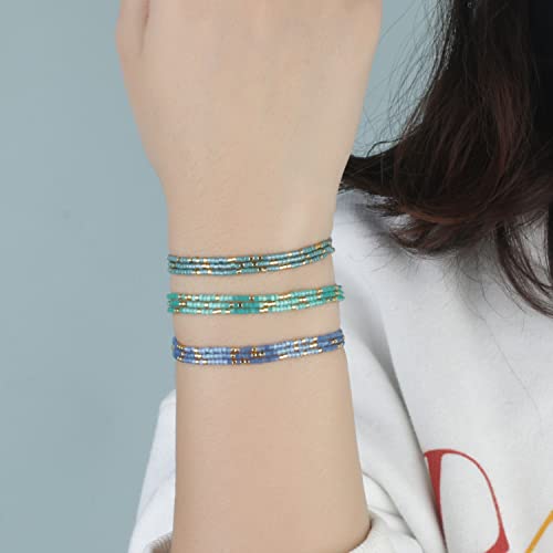Image of KELITCH Adjustable Multi Strand Bracelets Colorful Miyuki Seed Beads Wrap Bracelets Bangle Women Jewelry