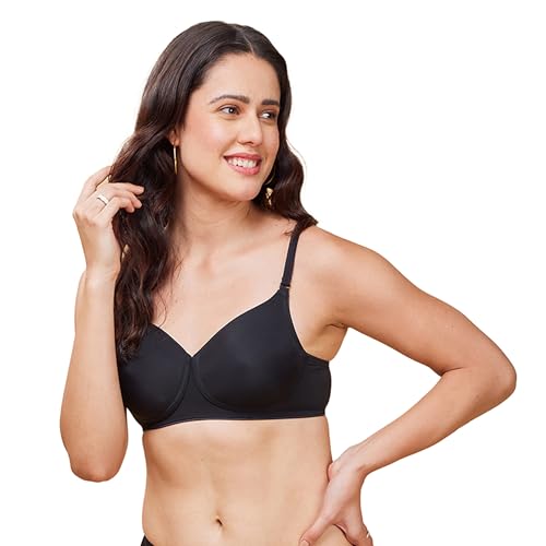 Enamor Women's Nylon Lightly Padded Wire Free Casual T-Shirt Bra