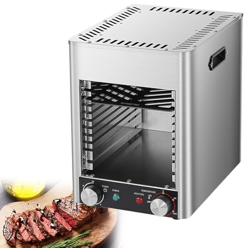 GESAIDES Gourmet Steak Grille (3400W), Steakhouse Quality, Ceramic Superheating Up to 800℃, Indoor Electric Grill and Sear Station, Stainless Steel