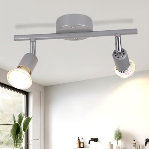 muyuua LED Deckenstrahler 2 Flammig Strahler: Deckenleuchte GU10 Modern 6W Glänzend Silber 350° Drehbar Deckenlampe Spot 3000K Warmweiß Spotlight Innen Deckenspot für Küche Wohnzimmer Schlafzimmer muyuua LED Deckenstrahler 2 Flammig Strahler: Deckenleuchte GU10 Modern 6W Glänzend Silber 350° Drehbar Deckenlampe Spot 3000K Warmweiß Spotlight Innen Deckenspot für Küche Wohnzimmer Schlafzimmer