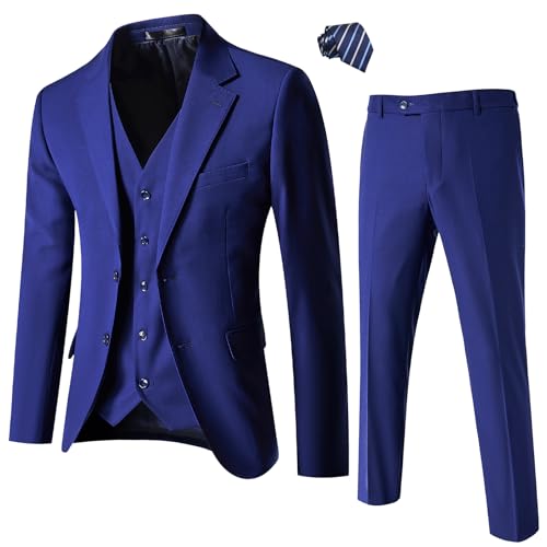 Mens Slim Fit Suit 2 Piece Two-Button Blazer Dress Business Wedding Party Jacket Vest & Pant2