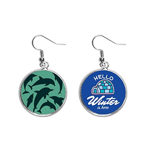 Pendientes de tiburón azul antialérgicos y ligeros estilo gota de invierno