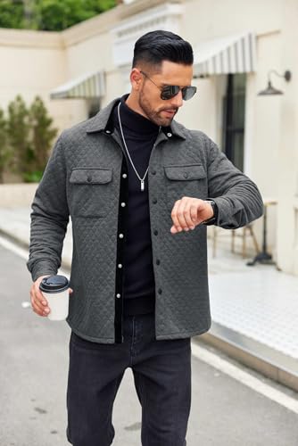 Image of COOFANDY Men's Casual Shirt Jacket Lightweight Shacket Jacket Quilted Button Down Jackets