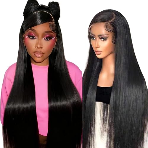 13x6 Lace Front Wigs Human Hair 200 Density 24 Inch Straight Wig - image 1