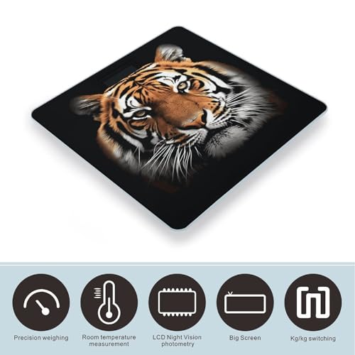 Báscula de baño digital Tiger Face con vidrio templado y pantalla LCD miniatura 3
