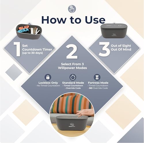 Mindsight Timed Lock Box | Unplug from Phones, Video Games, Social Media, Snacks & Cravings | 3 Modes based on Willpower | Easy to Use | Out of Sight ~ Out of Mind | Boost Your Mental Wellness - Image 5