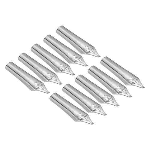 PATIKIL 0,5-0,7 mm Línea Ancho Pluma Estilográfica Plumilla Reemplazo, 10uds 304 Acero Inoxidable Tinta Inmersión Caligrafía Pluma Punta Oficina Suministros para Dibujo Escritura, Plata