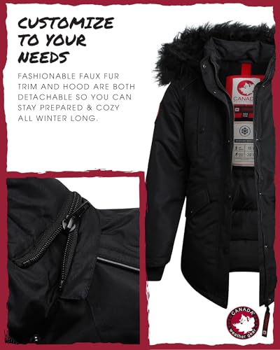 CANADA WEATHER GEAR Girls' Winter Faux Fur Lining Ski Jacket - Water and Wind Resistant Fleece Coat with Hood (Sizes: 7-16)4