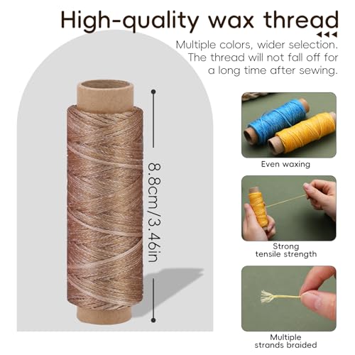 1188 Yards 150D Leather Sewing Thread, 36 Colors Waxed Thread, Leather Cord, Waxed Cord for Leather Craft Book Binding Shoe Repairing