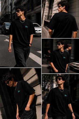 Image of Oversized T-Shirt for Men and Women, Black, White, and Charcoal Grey Colour, Cotton, Drop Shoulder Baggy Fit