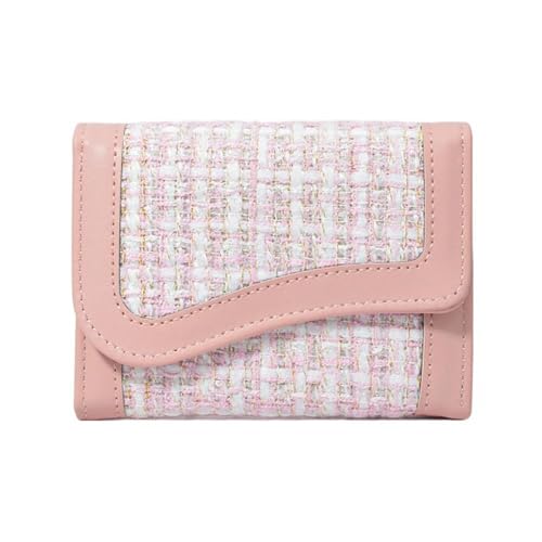 Women Wallets Solid Color Small PU wallet Portable Lightweight Money Bag Women(Pink)