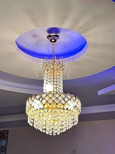Image of SUANI Modern Crystal 40 watt Decorative Pendant Crystal Chandelier | Chandelier for Home| Chandelier for Restaurant | Jhoomar for Hotel | Light Fixture Chandelier (Golden300 mm)
