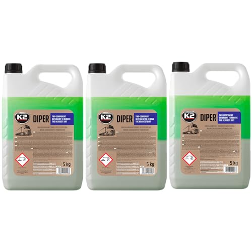 K2 Desengrasante Concentrado Dos Componentes Pack de 3 - Elimina Residuos de Manera Rápida y Efectiva - Superficies de Metal, Aluminio, Lona Diper 5L