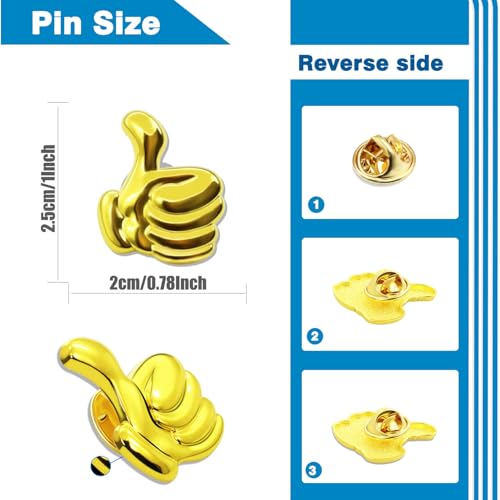 Image of 12 /24 /50 /100 Pack Thumbs up Award Lapel Pins Bluk - Employee Appreciation Gifts Inspirational for Coworker Staff Teacher Team Employee Badge Brooch Souvenir
