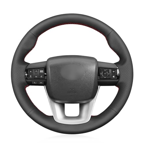 MEWANT Car Steering Wheel Cover for Toyota Hilux/Fortuner Hand Stitch Leather Car Steering Wrap