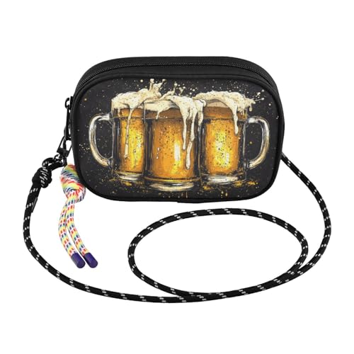 Small Crossbody Bags Beer Mugs Black for Women Cell Phone Purses Women's Shoulder Handbag Wallet Purse