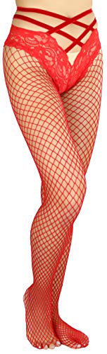 Image of ToBeInStyle Women's Fence Net Lace Boyshort Fishnet Pantyhose