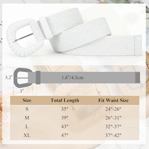Image of Straw Woven Elastic Belt for Women Stretchy Belts for Dress Fashion Boho Waist Belt Rattan Raffia Ladies Belts
