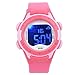 Zerodis Kinder Sportuhr, 3ATM wasserdichte elektronische Armbanduhr PU Armband Armbanduhr für Kinder Kleinkind Jungen Mädchen 3-12 Jahre alt(Rosenrot)