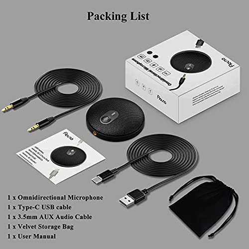 Flauno Mikrofon PC für Konferenz | Konferenzmikrofon 360°USB PC Mikrofon | mit Mute-Taste - Plug 'n Play - Kompatibel… – Bild 8