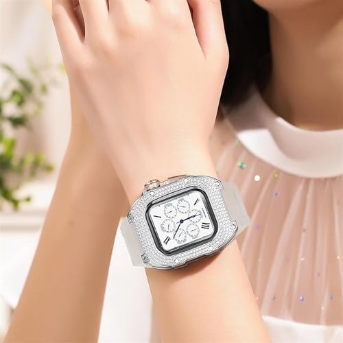 Boîtier diamant Apple Watch et bracelet caoutchouc EZZON de luxe - 5