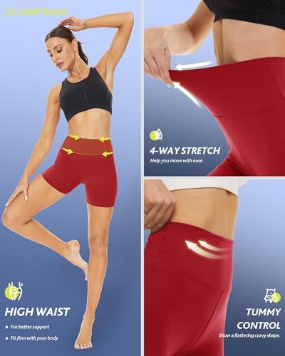CAMPSNAIL Workout Biker Shorts Women - 3"/5"/8" High Waisted Tummy Control Spandex Booty Volleyball Shorts for Yoga Dance