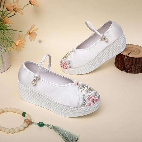 2025 Chinese Style Floral Embroidery Flatform Wedge Shoes For Women Lightweight Comfort Casual Ankle Strap Shoes Elegant Satin Cheongsam Hanfu Shoes4