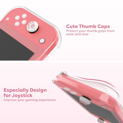 Image of innoAura Switch Lite Case 14-in-1 Accessories Bundle for NS Switch Lite (2019), with Protective Carrying Case, Game Holder, Screen Protector & Cute Thumb Grips, Pink Rabbit Plush Bag