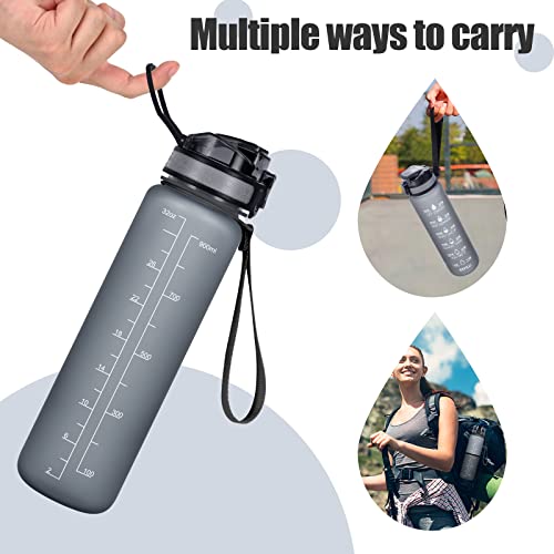 Upirt 32 Oz Water Bottles, Motivational Water Bottle With Time Marker, Leak Proof Tritan Sport Bottle With Fruit Strainer, Water Jug With Carrying Strap For Fitness Gym And Outdoors (Gray) #TOP3