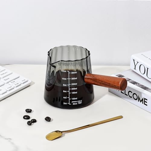 Vaso Medidor de Vidrio 350 ml con Asa de Madera Gris miniatura 5